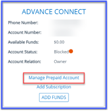 select Manage Prepaid Account