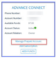click Manage Prepaid Account at securus