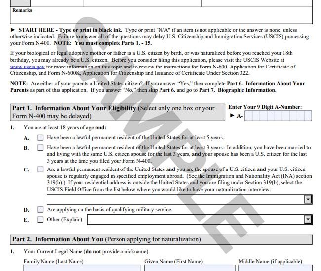 Form N-400, Application for Naturalization