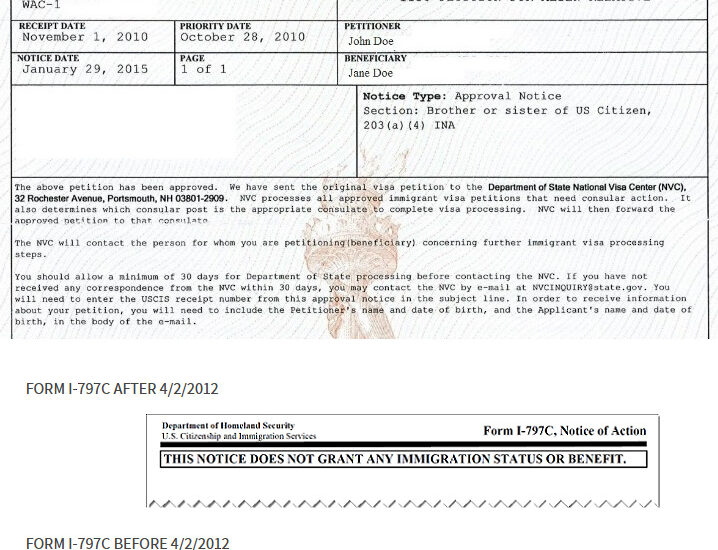Form I-797C Notice of Action
