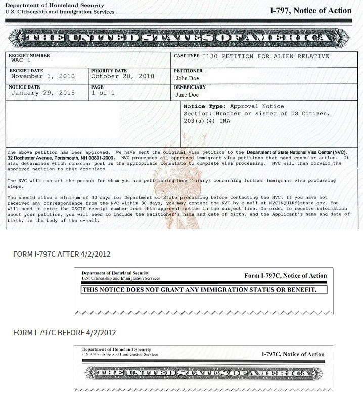 Form I-797C Notice of Action