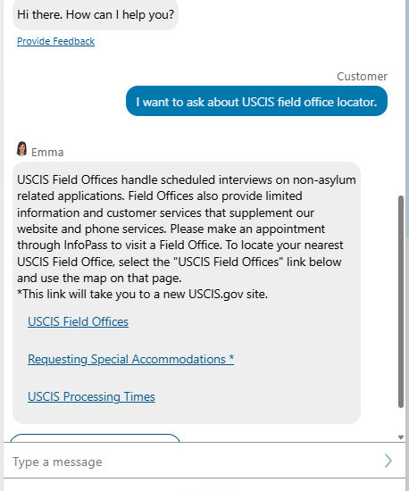 USCIS Emma Live Chat Hours